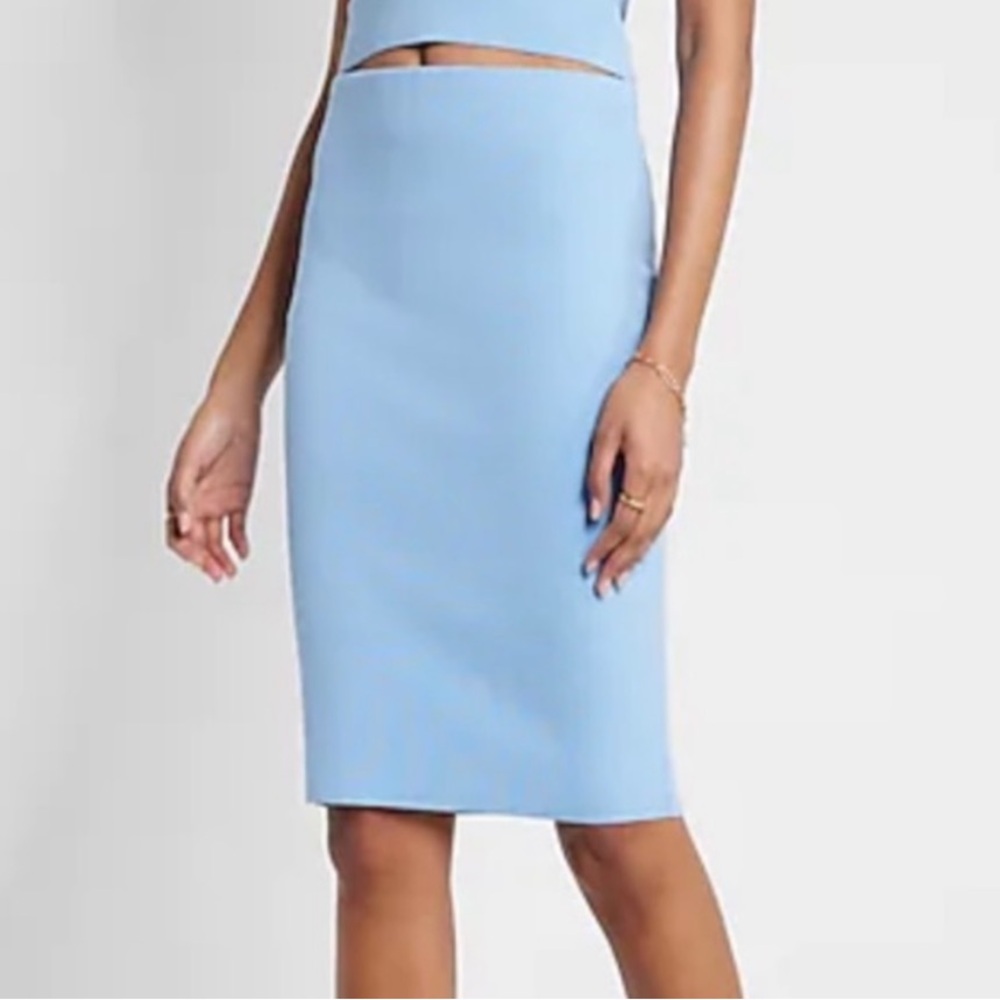 Express Body Contour Powder Blue Pencil Skirt - Size Large